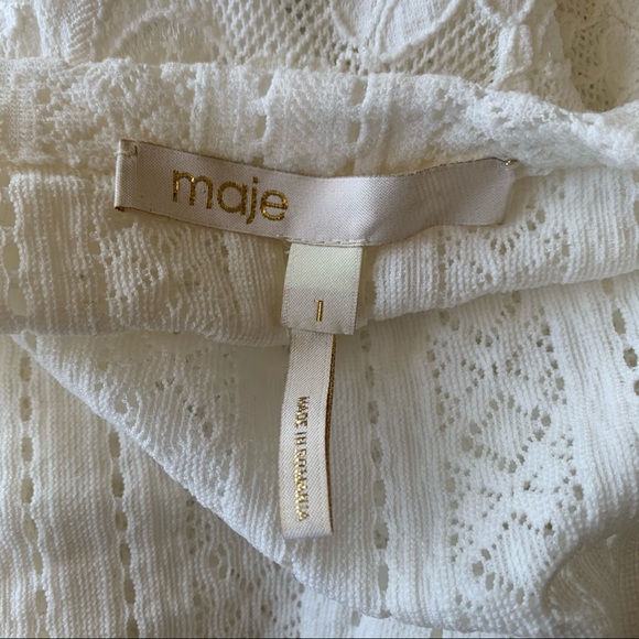 Maje White Roxo Stretch Lace Button Up Shirt Dress - Picture 9 of 10